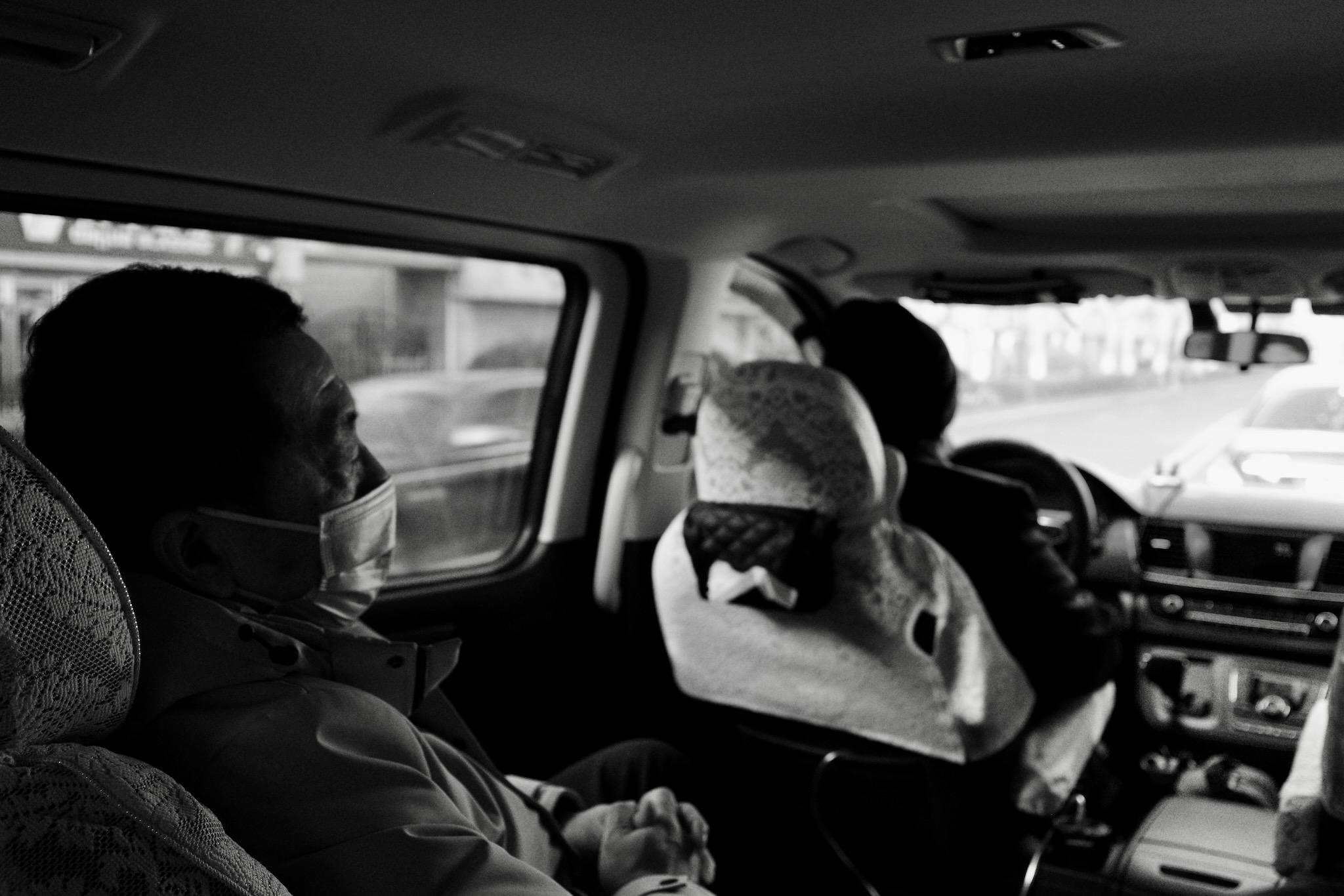View from inside the cab on the way to the cemetery
